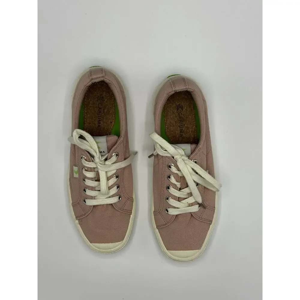 Cariuma OCA Shoes Women's 9 Pink White Canvas Low Top Lace Up Casual Sneakers